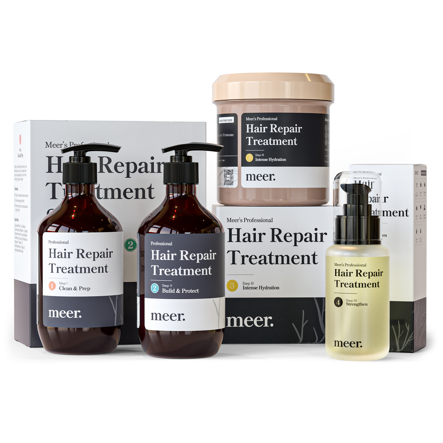 meer. Komplettset (Shampoo, Konditionierer, Maske und Öl-Serum 1,55l)